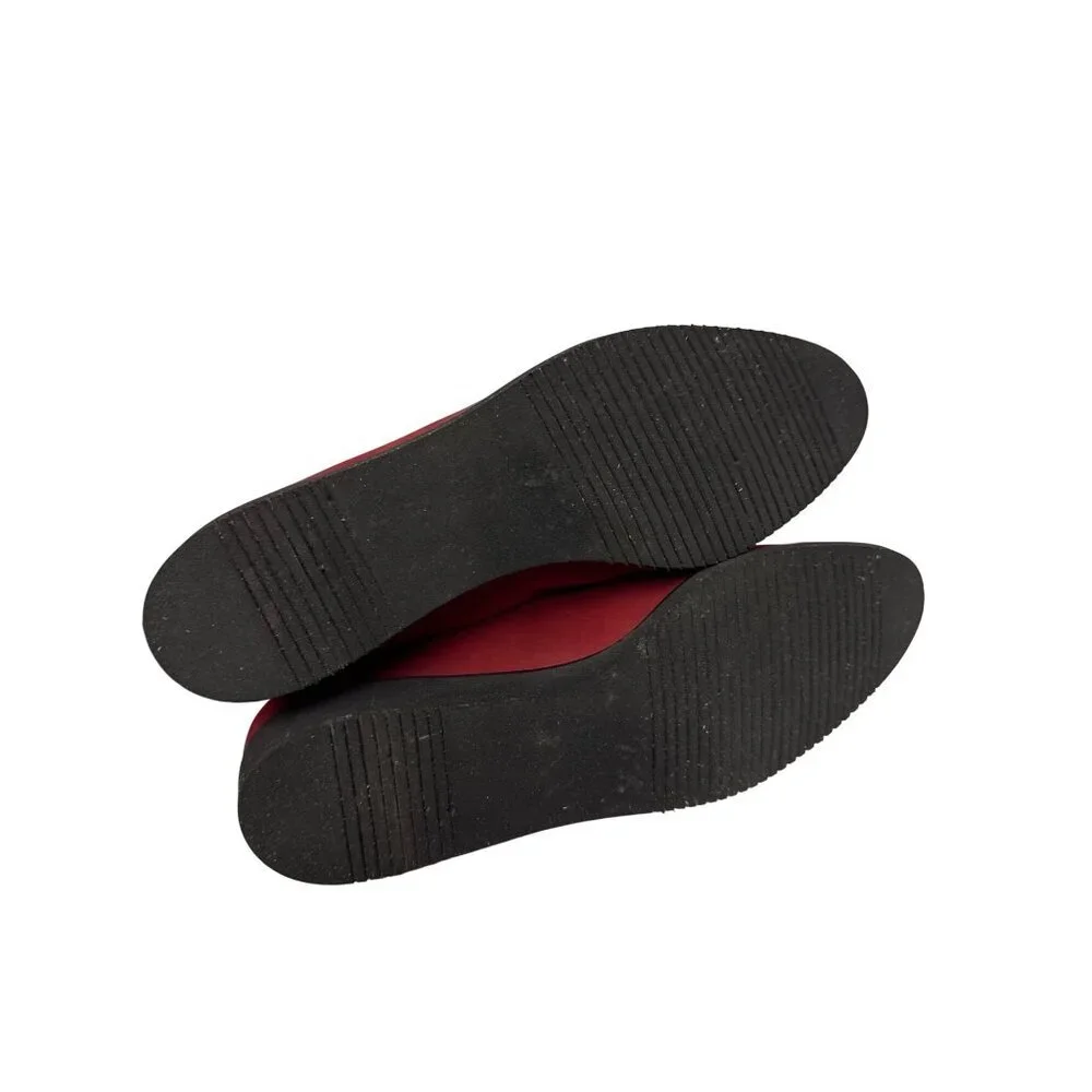 Salvatore Ferragamo Vintage Women's Loafers Red Suede Bow Detail Size 6 Designer